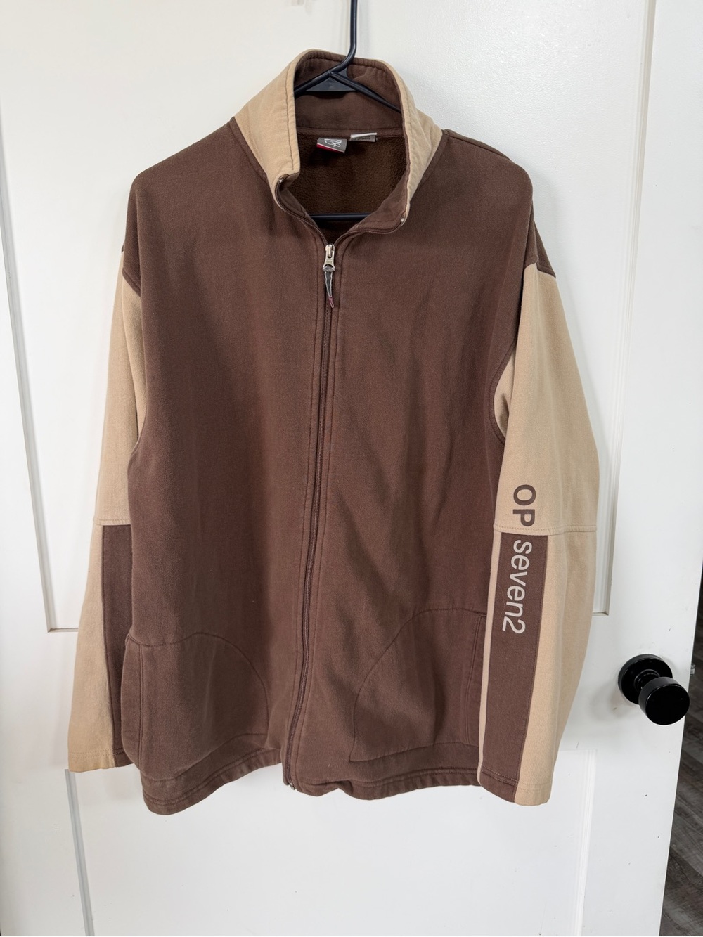 OP Brown & Tan  Full-Zip Sweater Sz L